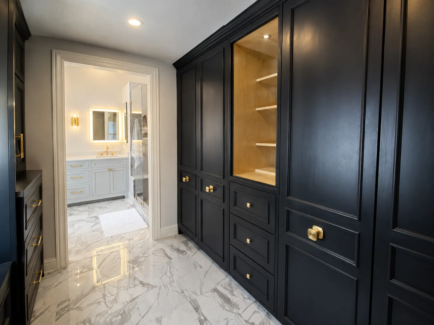 Lake Forest Bathroom Remodel with Custom Cabinetry: 1 after walk in custom cabinets lake forest bathroom remodels