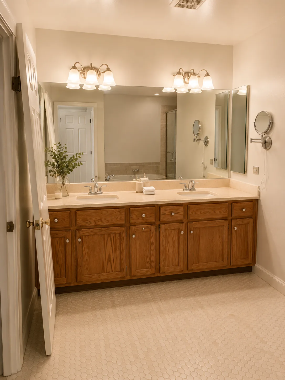 Lake Bluff Bathroom Remodel with Glass Wet Room, Custom Double Vanity and Rain Shower before remodeling