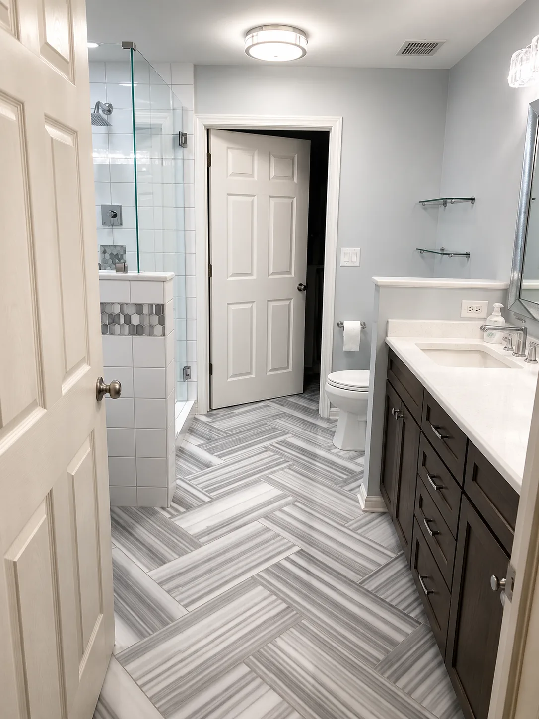 Completed vernon hills bathroom remodel by Delta Remodels