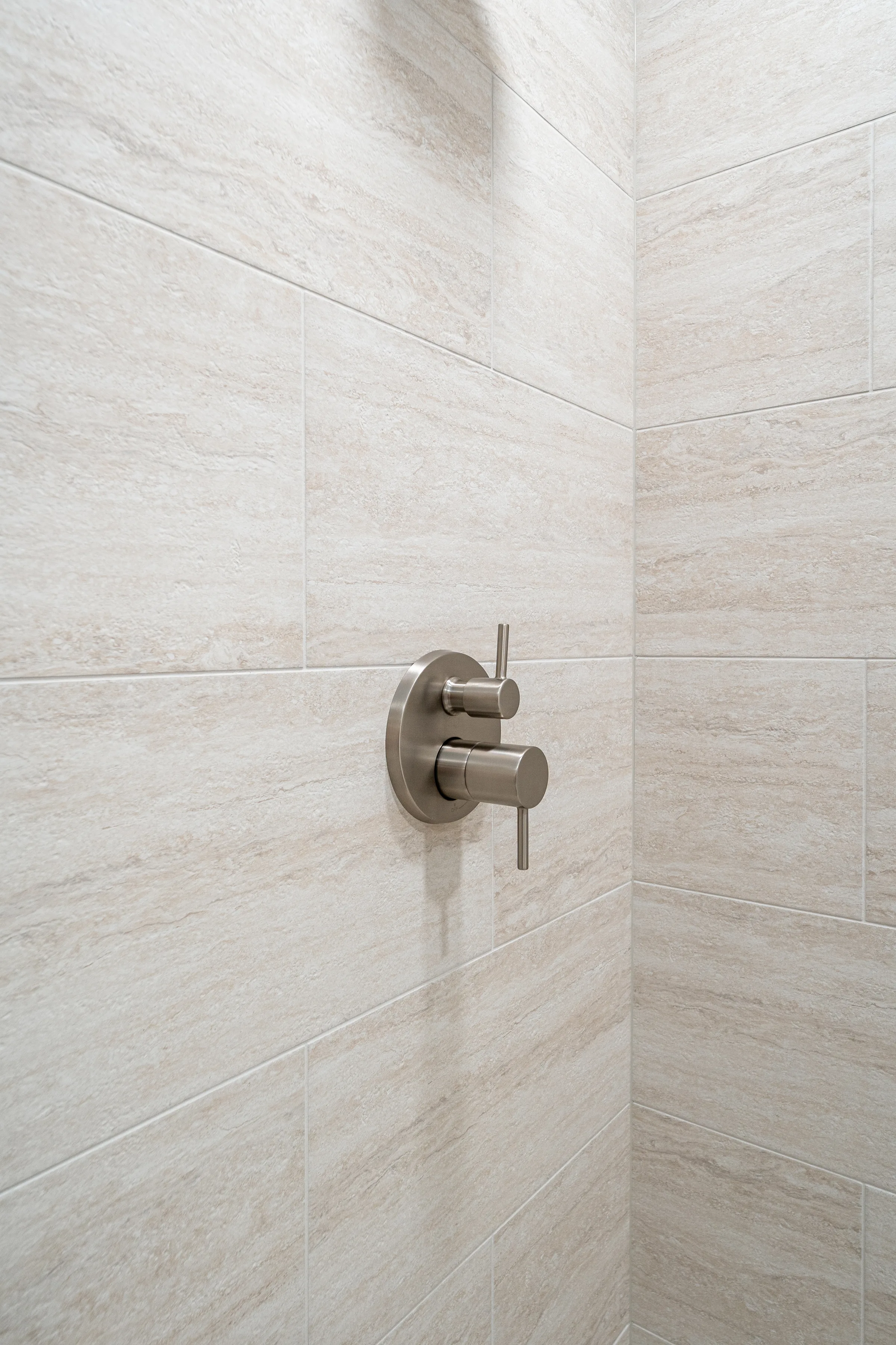Lake Zurich bathroom remodel: oak cabinetry hardware detail