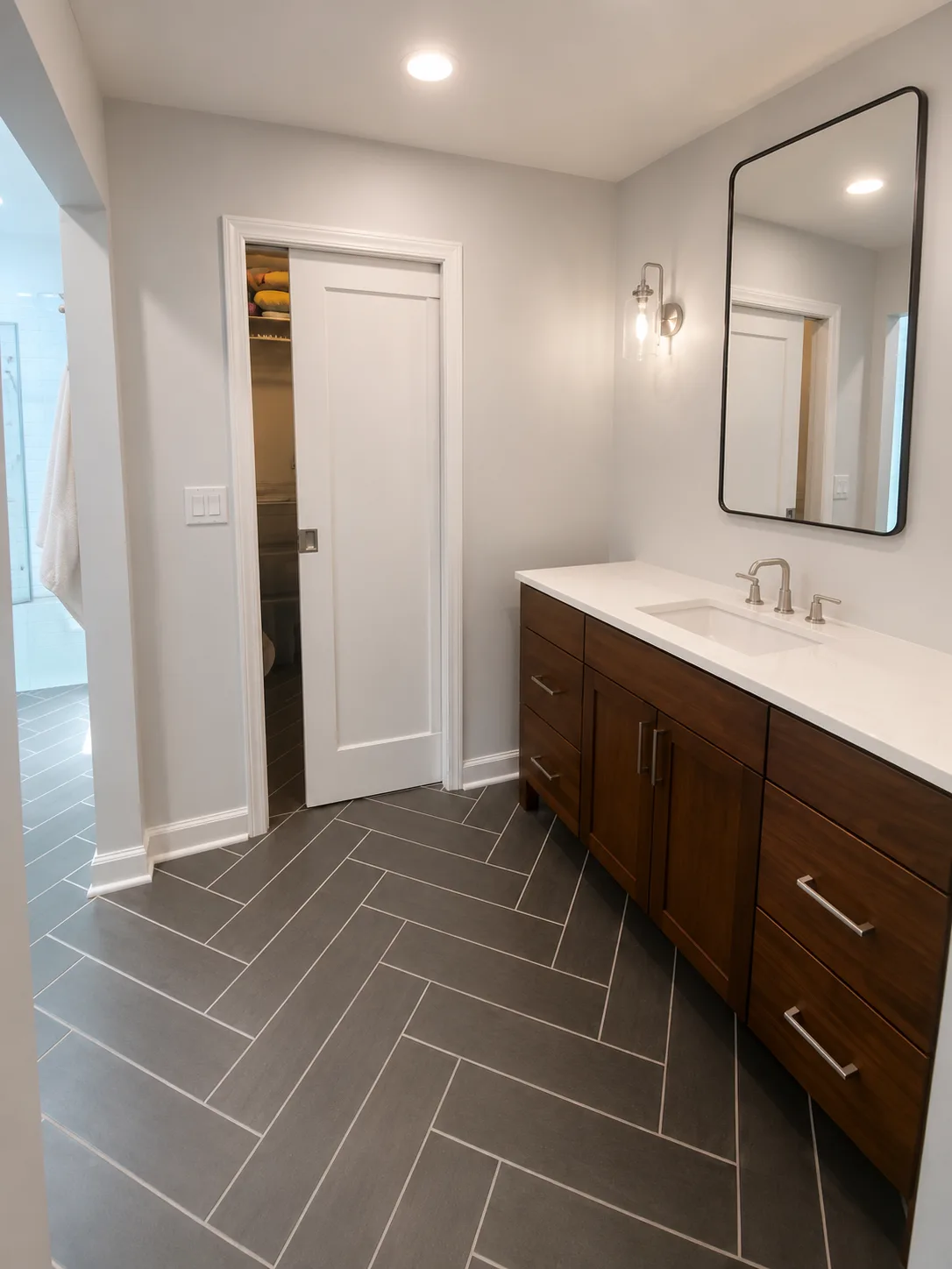 Completed riverwoods bathroom remodel by Delta Remodels