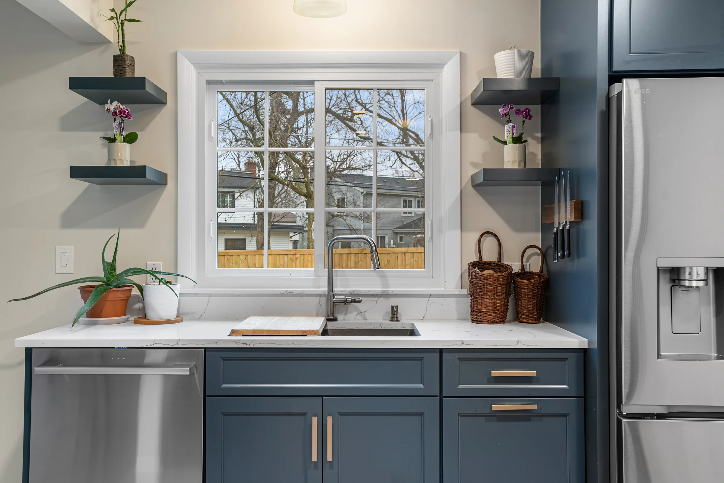 Lake Forest powder room remodel: backlit mirror detail