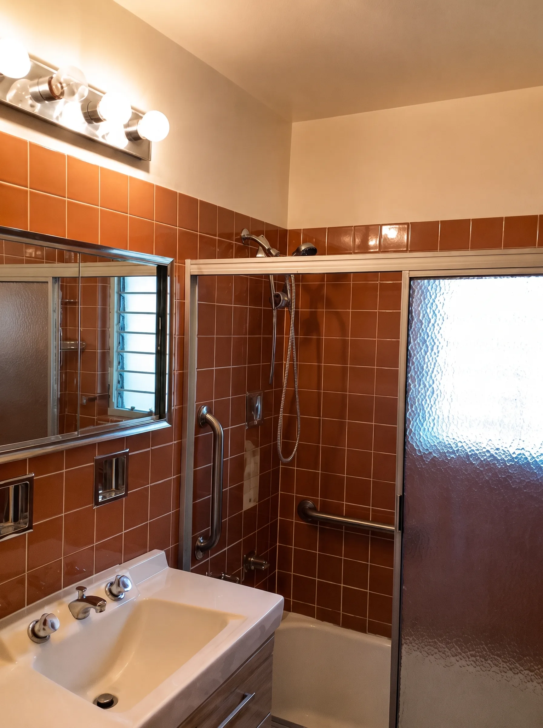 Skokie Bathroom Remodel with Glass Shower & Mosaic Tile before remodeling