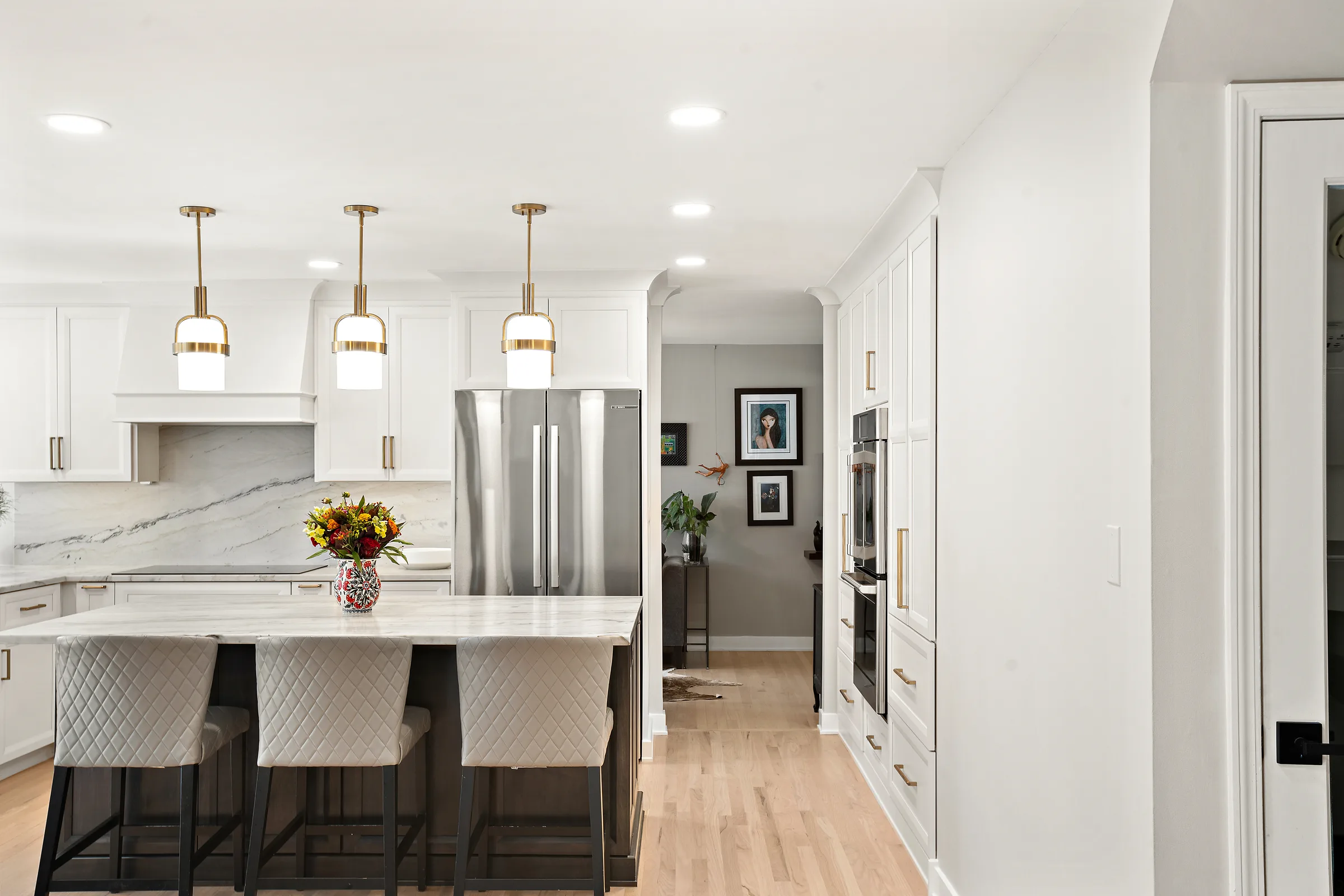 Glenview kitchen remodel: coffee bar millwork and stone counter