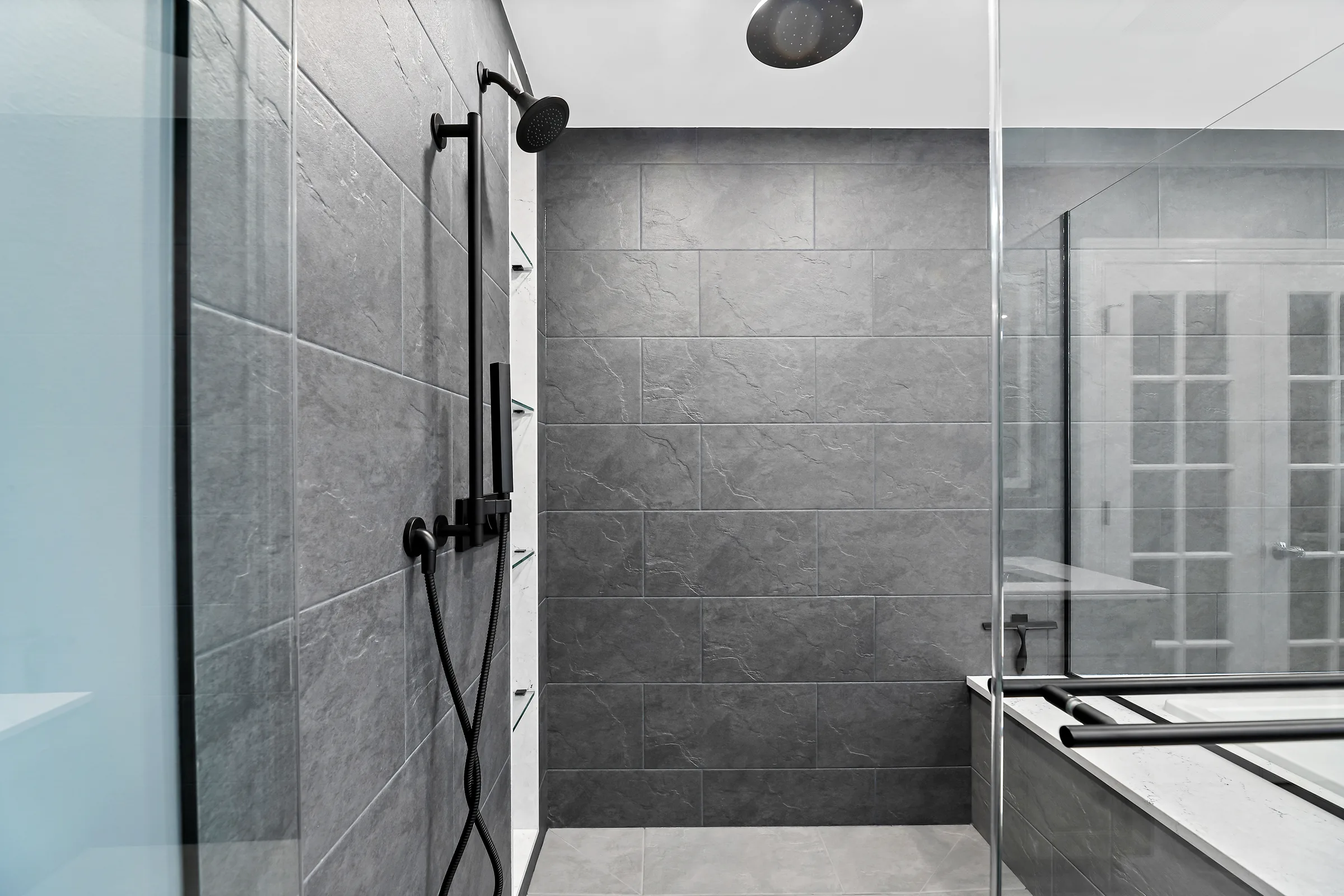 Mount Prospect spa bathroom: undermount sink and quartz detail