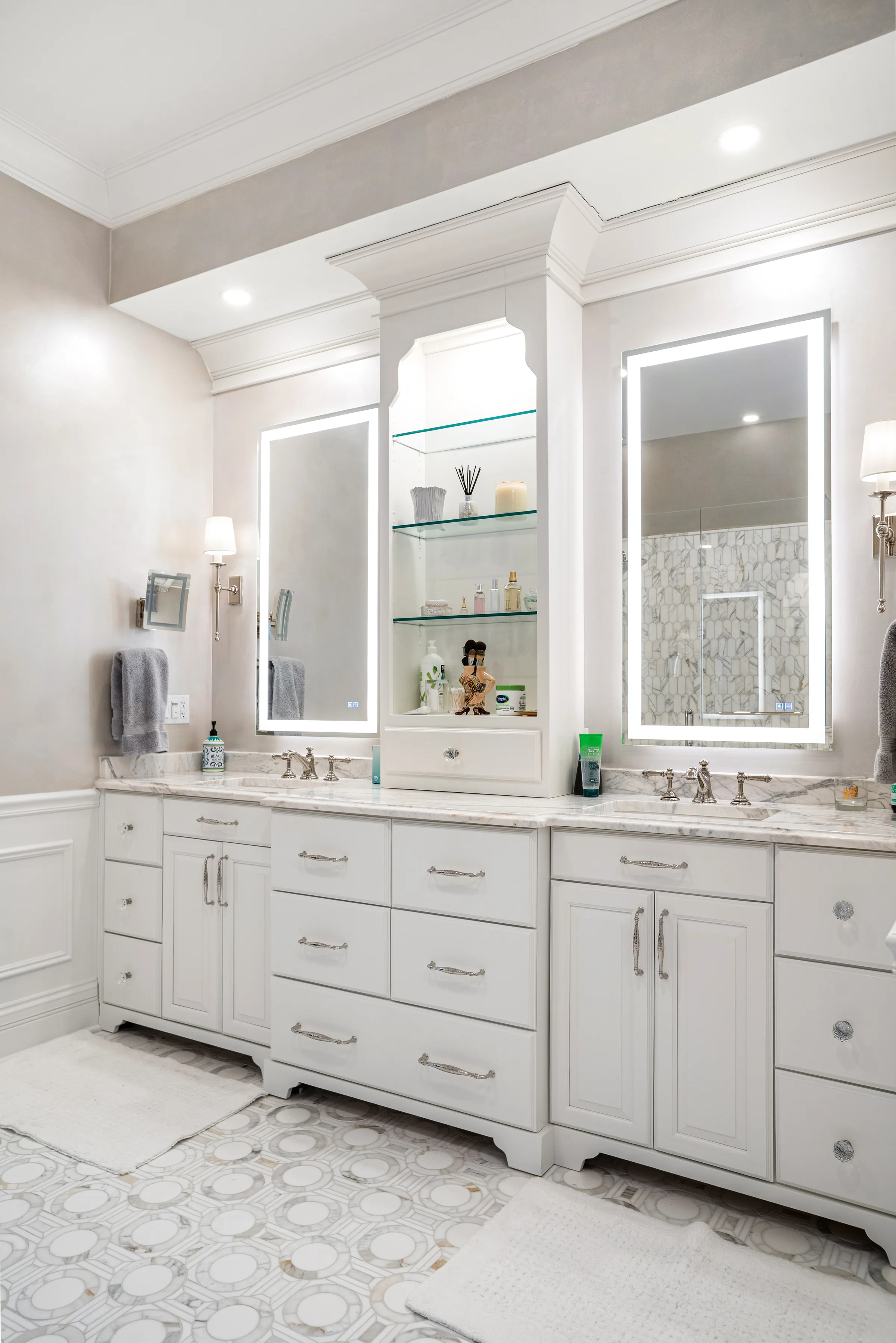 Lake Forest primary bathroom by Delta Remodels: finished interior overview