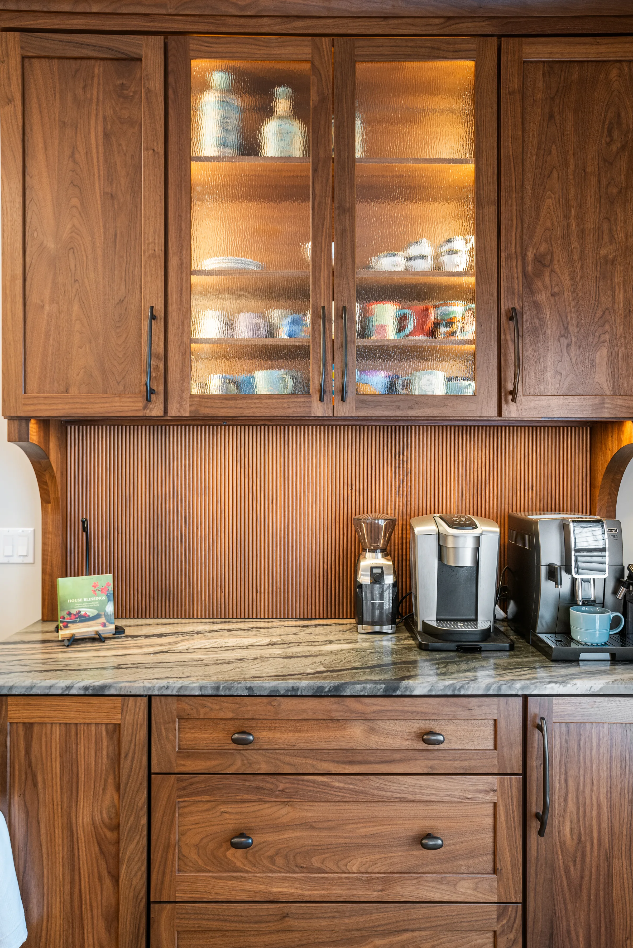 Lake Forest kitchen remodel: cabinetry hardware and brass accents