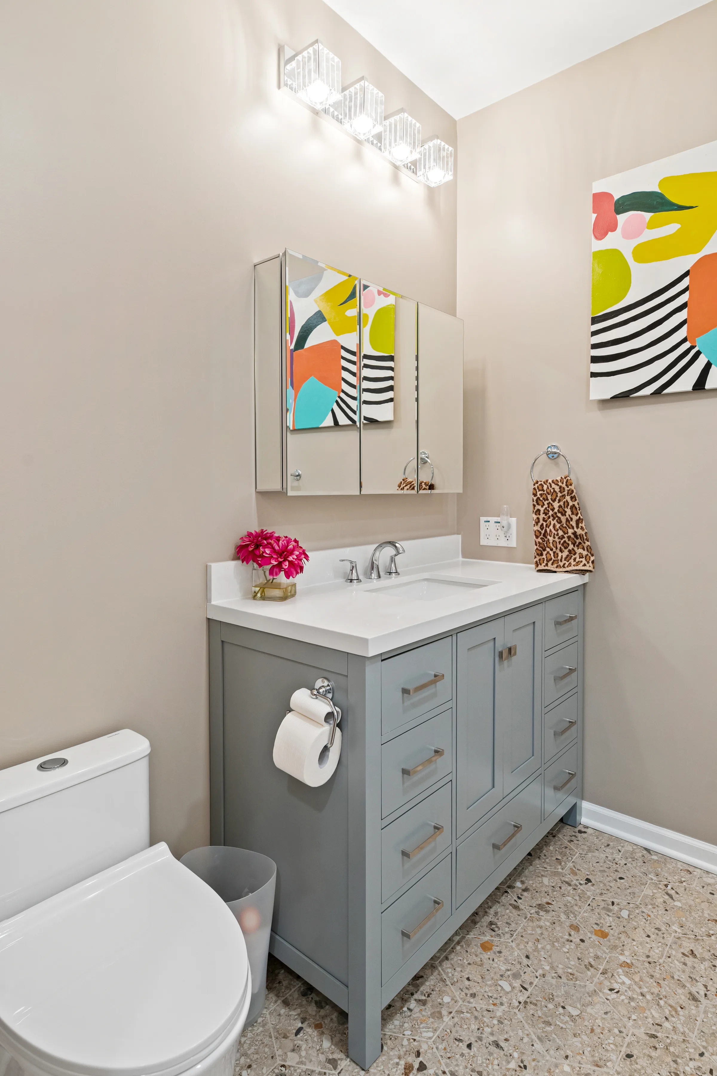 Northbrook bathroom remodel: vanity hardware and cabinetry detail